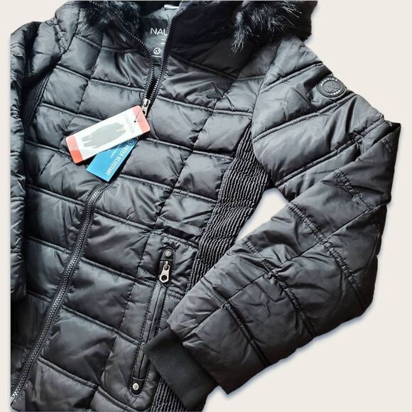 Faux Fur Trim Hooded Water Resistant Puffer Jacket | Nautica - Picture 4 of 4